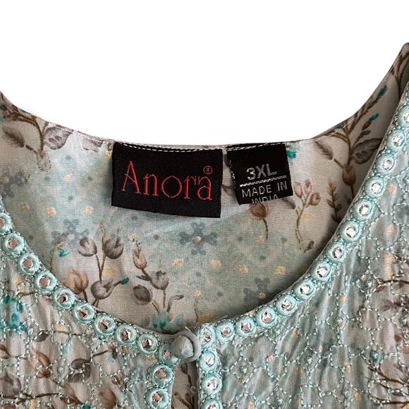 Anora India Boho Embroidered Mirror Work Floral Midi Dress 3XL Lined Festival - Picture 2 of 10